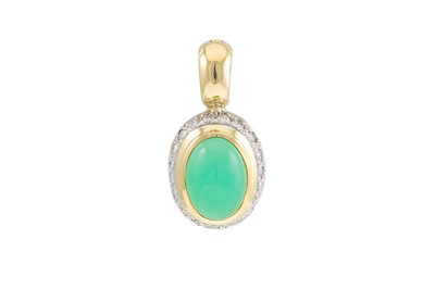 Lot 115 - A DIAMOND AND CHRYSOPASE CLUSTER PENDANT, the...