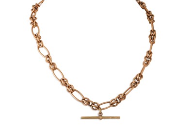 Lot 5 - A 9CT GOLD FANCY LINK DOUBLE ALBERT CHAIN, 40 g