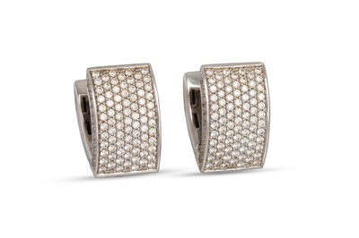 Lot 126 - A PAIR OF DIAMOND EARRINGS, pavé set in 18ct...