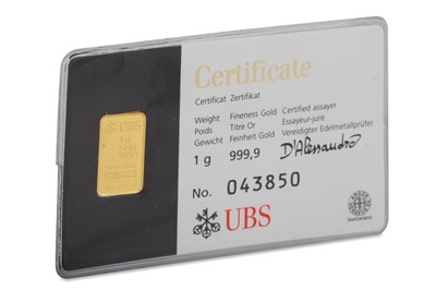 Lot 146 - A 1 g INGOT OF .999 GOLD