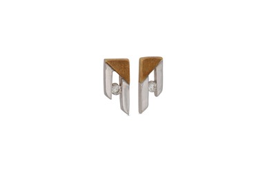 Lot 304 - A PAIR OF DIAMOND STUD EARRINGS, in 9ct white...