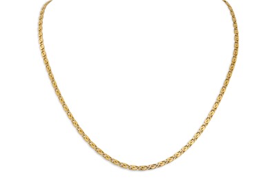 Lot 338 - AN 18CT GOLD NECKCHAIN, shaped links, 13 g
