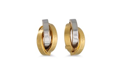 Lot 339 - A PAIR OF 18CT BI-COLOUR GOLD EARRINGS, 5.1 g