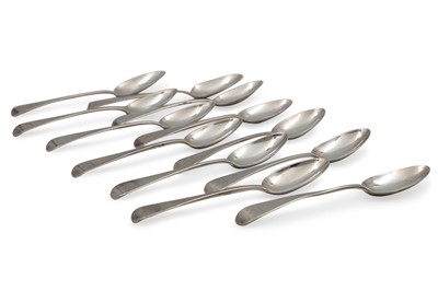 Lot 554 - A MATCHED SET OF TWELVE GEORGIAN SILVER TEA...