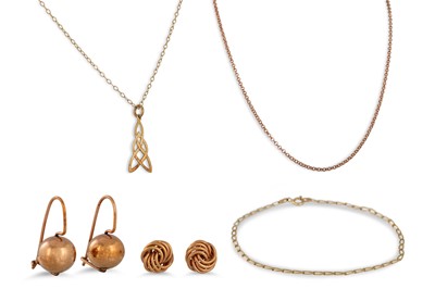 Lot 2 - TWO PAIRS OF GOLD EARRINGS, chains etc. 11 g.