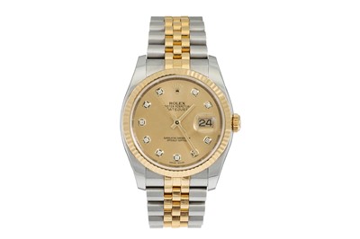 Lot 440 - A GENT'S BI METAL ROLEX OYSTER PERPETUAL DATE...