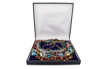Lot 562 - A VINTAGE MURANO GOLDSTONE NECKLACE, together...
