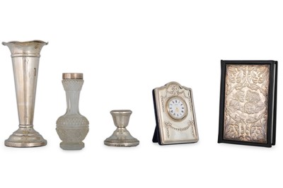 Lot 564 - AN ANTIQUE SILVER TRUMPET VASE, together with...