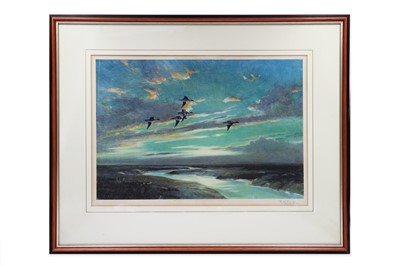 Lot 569 - AFTER SIR PETER SCOTT, 'Geese Landing',...