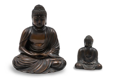 Lot 580 - A BRONZE MODEL OF BUDDHA SHAKYAMUNI, and...