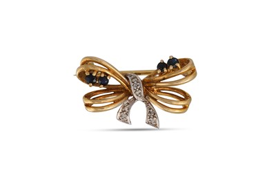 Lot 102 - A DIAMOND AND SAPPHIRE BROOCH, in the form of...