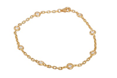 Lot 280 - A DIAMOND BRACELET, the brilliant cut collet...