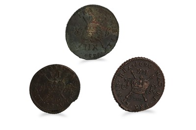 Lot 416 - A 1689 MARCH LARGE IRISH GUNMONEY LARGE...