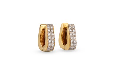 Lot 24 - A PAIR OF DIAMOND HOOP EARRINGS, pavé set,...
