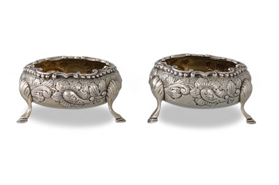 Lot 527 - A PAIR OF LATE VICTORIAN SILVER SALTS, London...