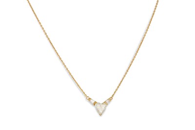 Lot 411 - A DIAMOND PENDANT, set with heart shaped stone...