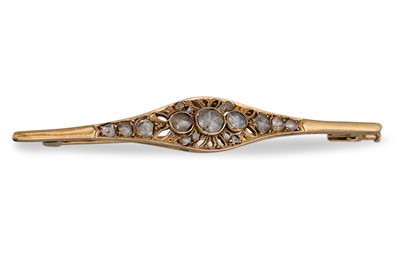 Lot 260 - A DIAMOND BAR BROOCH, the rose cut diamonds...