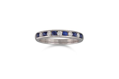 Lot 261 - A SAPPHIRE AND DIAMOND HALF ETERNITY RING,...