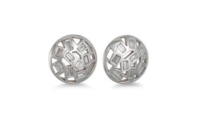 Lot 267 - A PAIR OF DIAMOND CLUSTER EARRINGS, of...