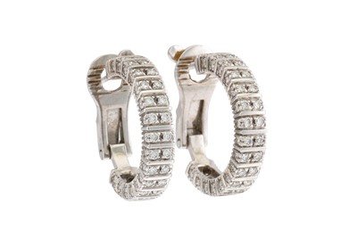Lot 220 - A PAIR OF DIAMOND HOOP EARRINGS BY BOUCHERON,...