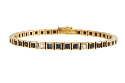 Lot 222 - A BULGARI DIAMOND AND SAPPHIRE BRACELET, set...