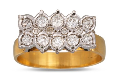 Lot 133 - A VINTAGE TWO ROWED DIAMOND RING, mounted in...