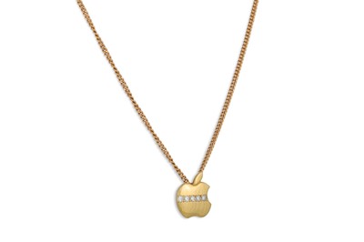 Lot 228 - A DIAMOND SET PENDANT, modelled as an apple,...