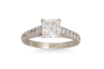 Lot 279 - A SQUARE MODIFIED BRILLIANT CUT DIAMOND...
