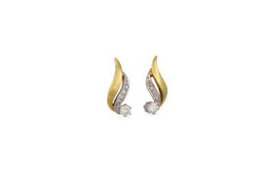 Lot 262 - A PAIR OF DIAMOND EARRINGS, set with brilliant...