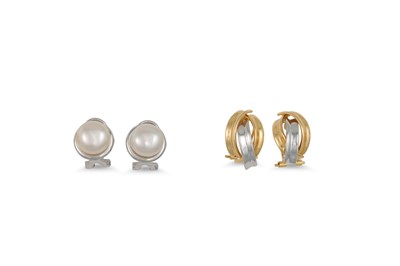 Lot 56 - A PAIR OF 18CT GOLD EARRINGS, together with a...
