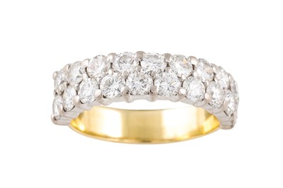 Lot 267 - A DIAMOND DOUBLE ROW HALF HOOP RING, by Emma...
