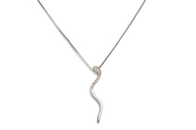Lot 145 - A DIAMOND PENDANT, modelled as a snake, pavé...