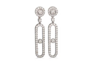 Lot 146 - A PAIR OF DIAMOND CLUSTER DROP EARRINGS, of...