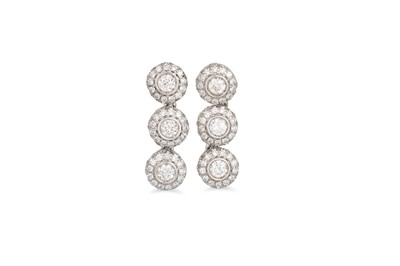 Lot 158 - A PAIR OF DIAMOND CLUSTER EARRINGS, each...