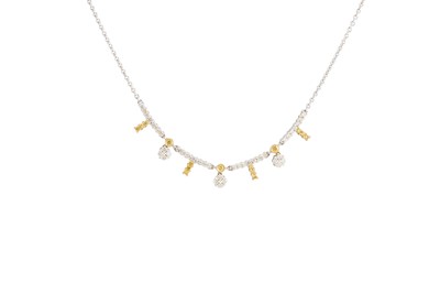 Lot 268 - A DIAMOND TWO COLOURED FRINGE NECKLACE, set...