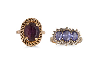 Lot 132 - TWO DRESS RINGS, in yellow gold, 7.9 g. Size L...
