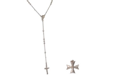 Lot 516 - STERLING SILVER ROSARY BEADS, together with a...