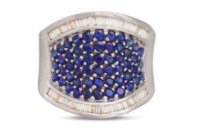 Lot 262 - A SAPPHIRE AND DIAMOND DRESS RING, mounted in...