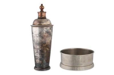 Lot 529 - A MODERN WHITE METAL WINE BOTTLE COASTER,...