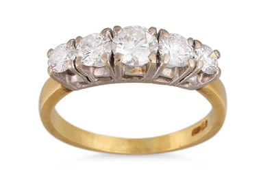 Lot 264 - A DIAMOND FIVE STONE RING, the graduated round...