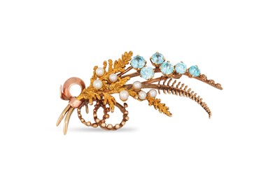 Lot 288 - A VINTAGE TOPAZ AND PEARL SPRAY BROOCH, of...
