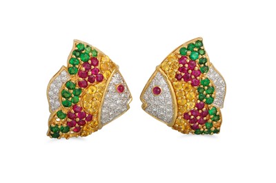 Lot 360 - A PAIR OF DIAMOND EARRINGS, Pavé set with...