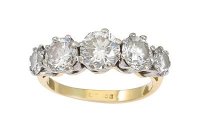 Lot 313 - A DIAMOND FIVE STONE GRADUATED RING, the round...