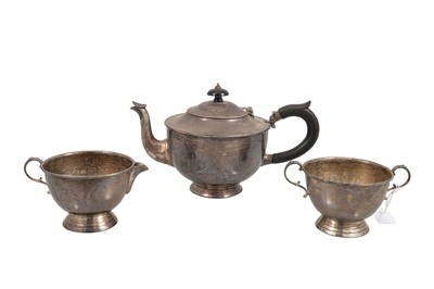Lot 493 - A MODERN IRISH SILVER THREE PIECE TEA SET OF...