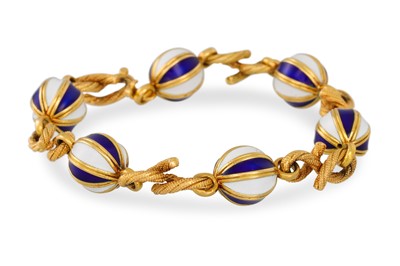 Lot 385 - AN ENAMEL AND GOLD BRACELET, By Gaetan de...