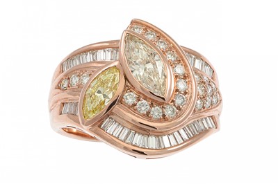 Lot 370 - A DIAMOND DRESS RING, set with marquise cut...