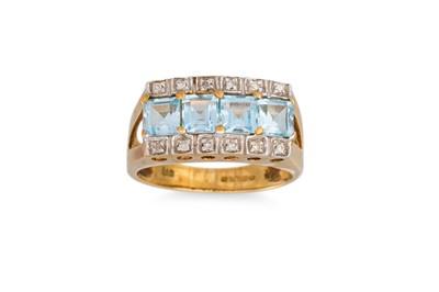 Lot 53 - A DIAMOND AND TOPAZ RING, the four princess...