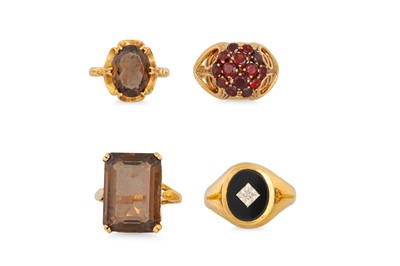Lot 24 - A COLLECTION OF FOUR STONE SET GOLD DRESS...