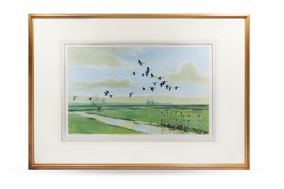 Lot 566 - AFTER SIR PETER SCOTT, Geese in flight over...