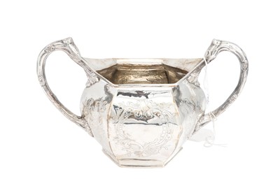 Lot 459 - A VICTORIAN IRISH SILVER TWIN HANDLED SUGAR...